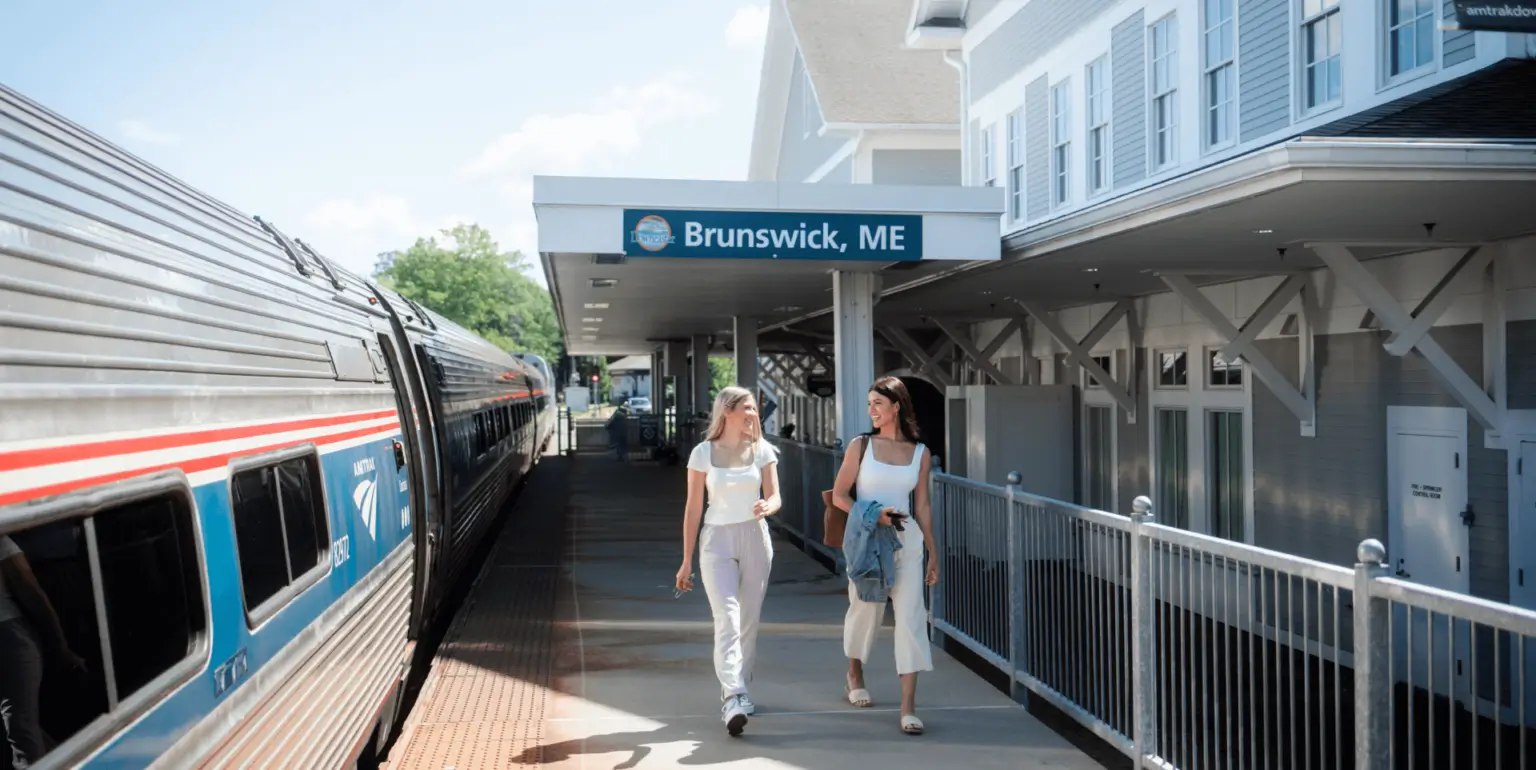 Women walking at the station